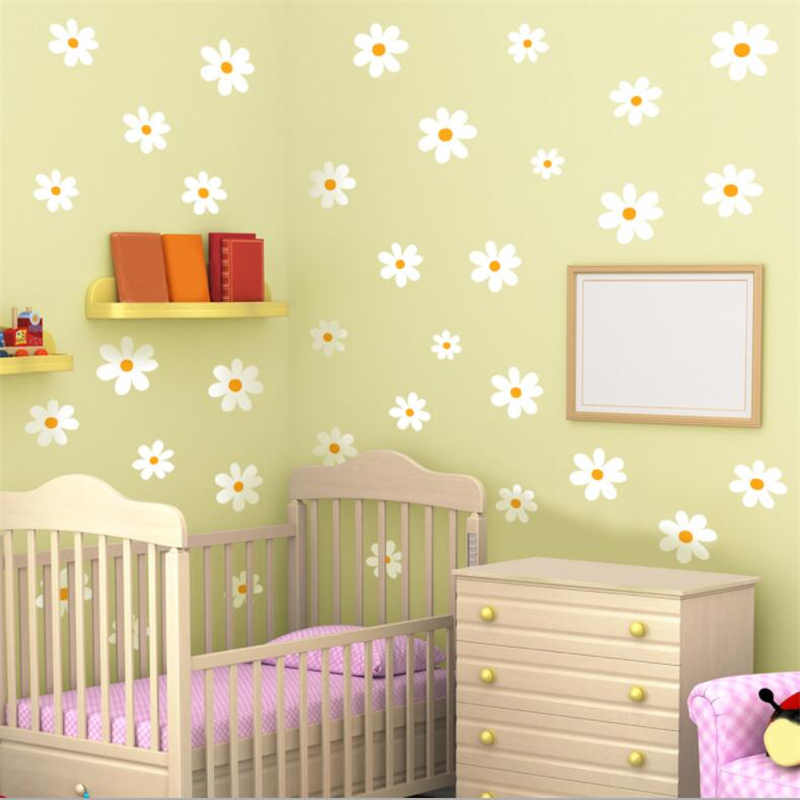 Baby Nursery Vinyl Wall Stickers - Stiker Dinding Bunga Daisy 30x60 Cm