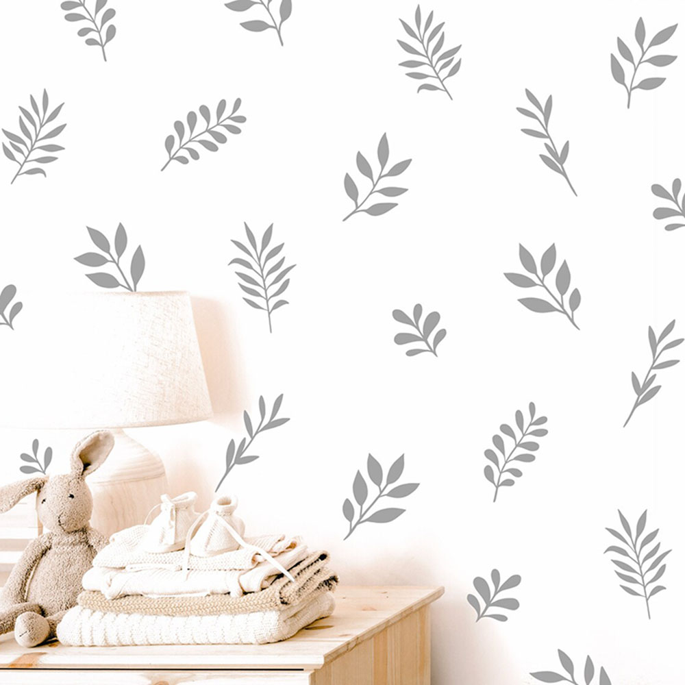 Baby Nursery Vinyl Wall Stickers - 41 Buah Stiker Dinding Daun Botani