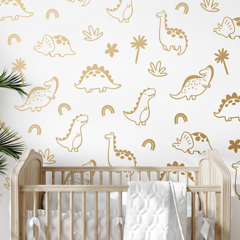 Baby Nursery Vinyl Wall Stickers - Stiker dinding pelangi pohon dinosaurus geometris