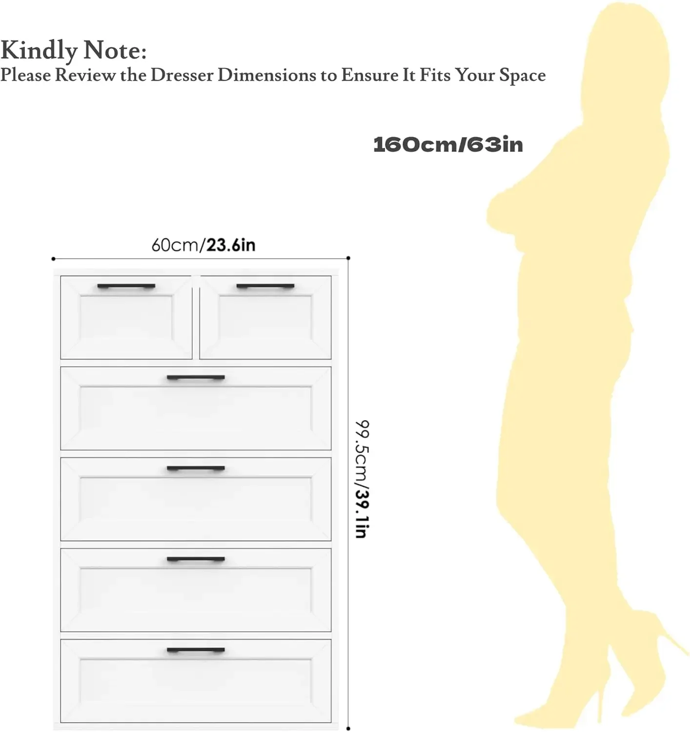 Drawer Dresser White - Obral Besar-besaran: Lemari 6 Laci Putih,