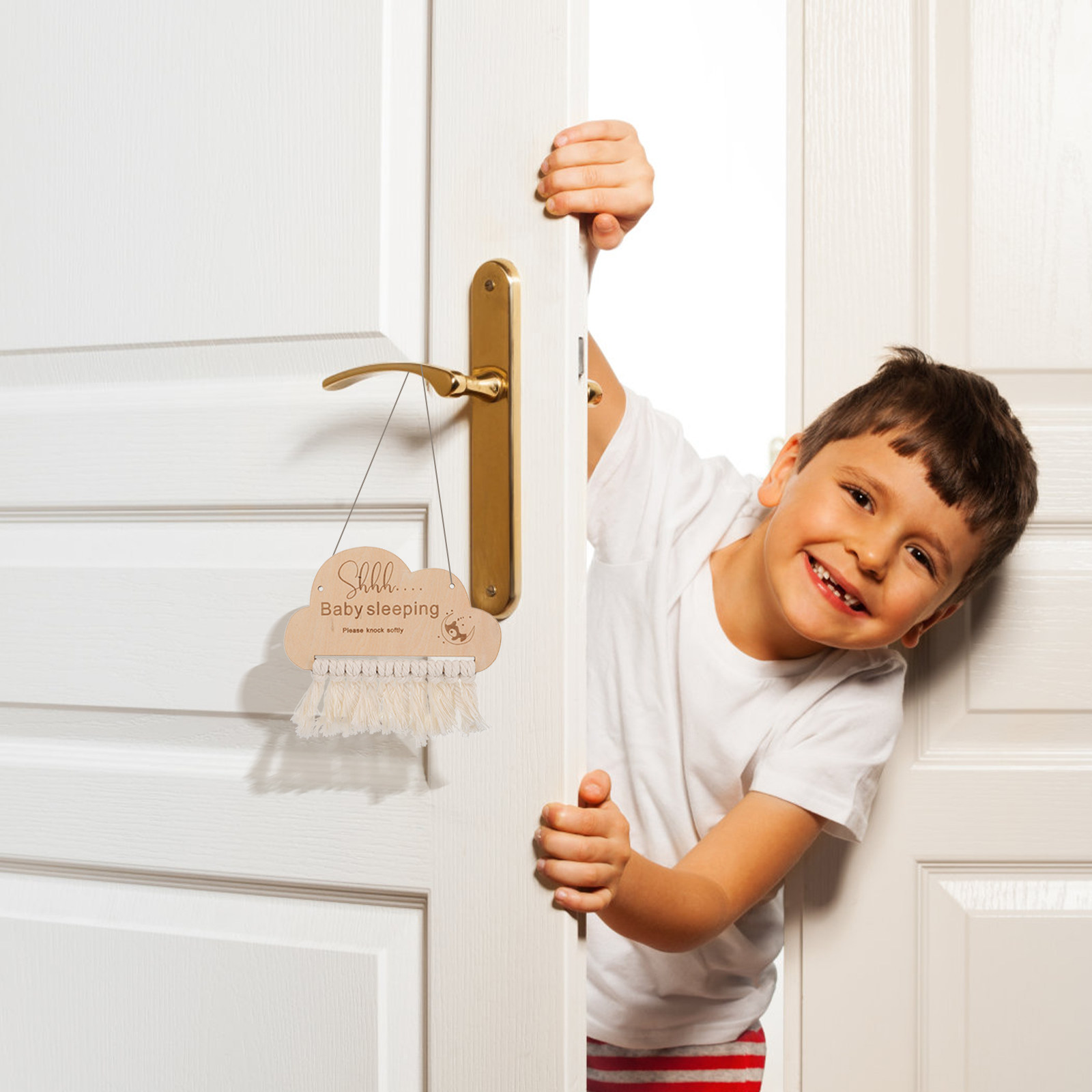 Baby Nursery Hangers - Papan Tanda Tidur Bayi Kayu, Gantungan