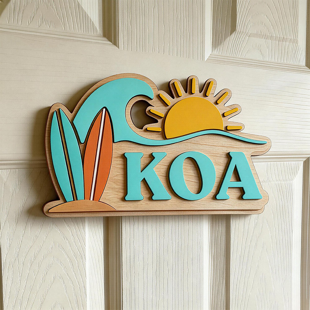 Baby Nursery Name Sign - Papan Nama Pintu Bertema Gelombang Pantai