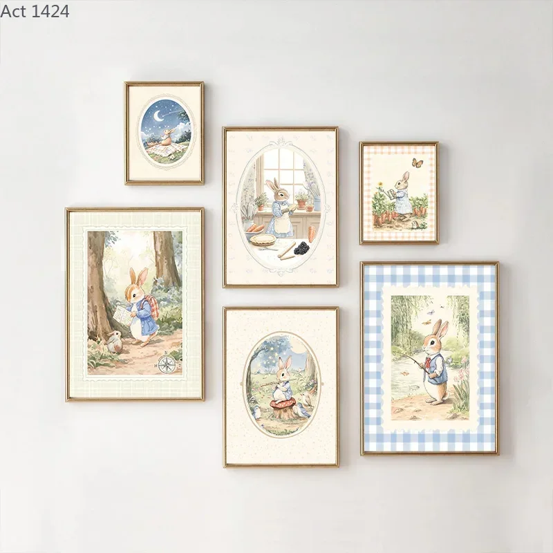 Baby Nursery Vintage - Lukisan Kanvas Dekoratif Motif Hewan Lapangan,