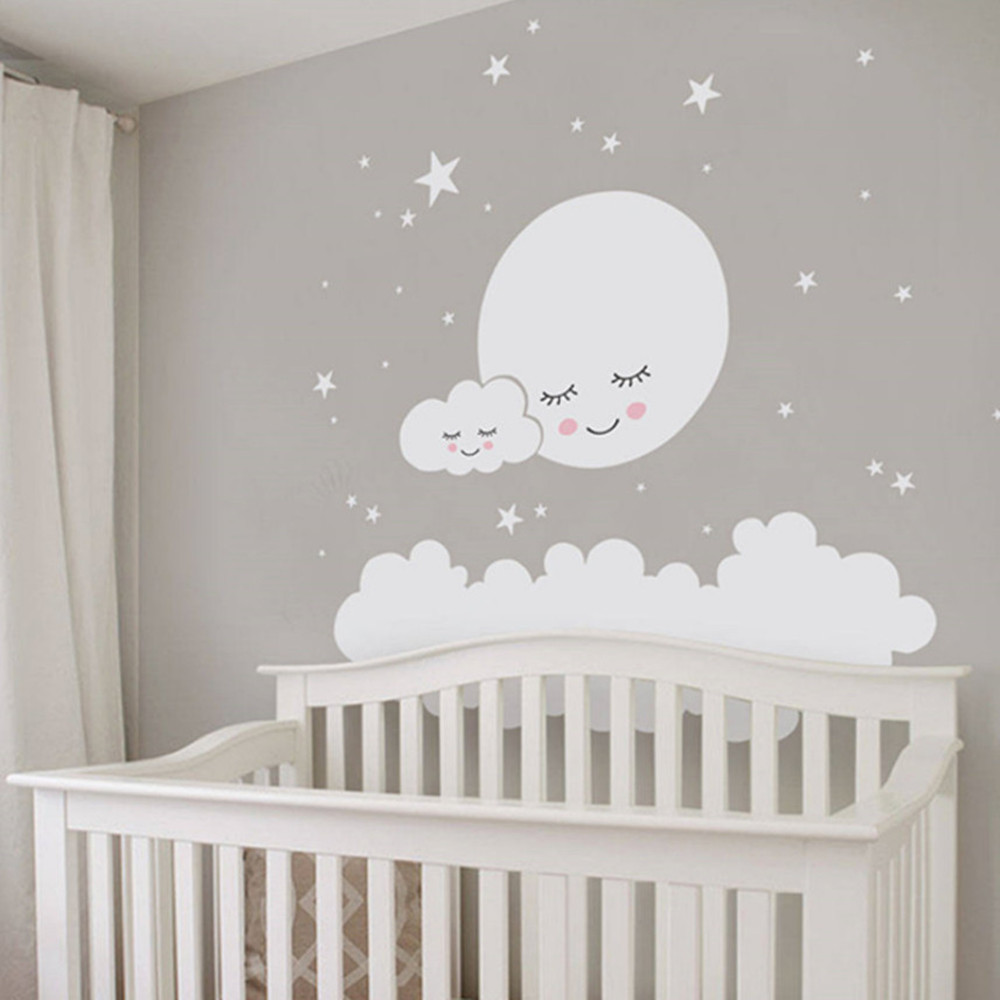 Baby Nursery Vinyl Wall Stickers - Stiker Dinding Bintang Bulan Yang Indah
