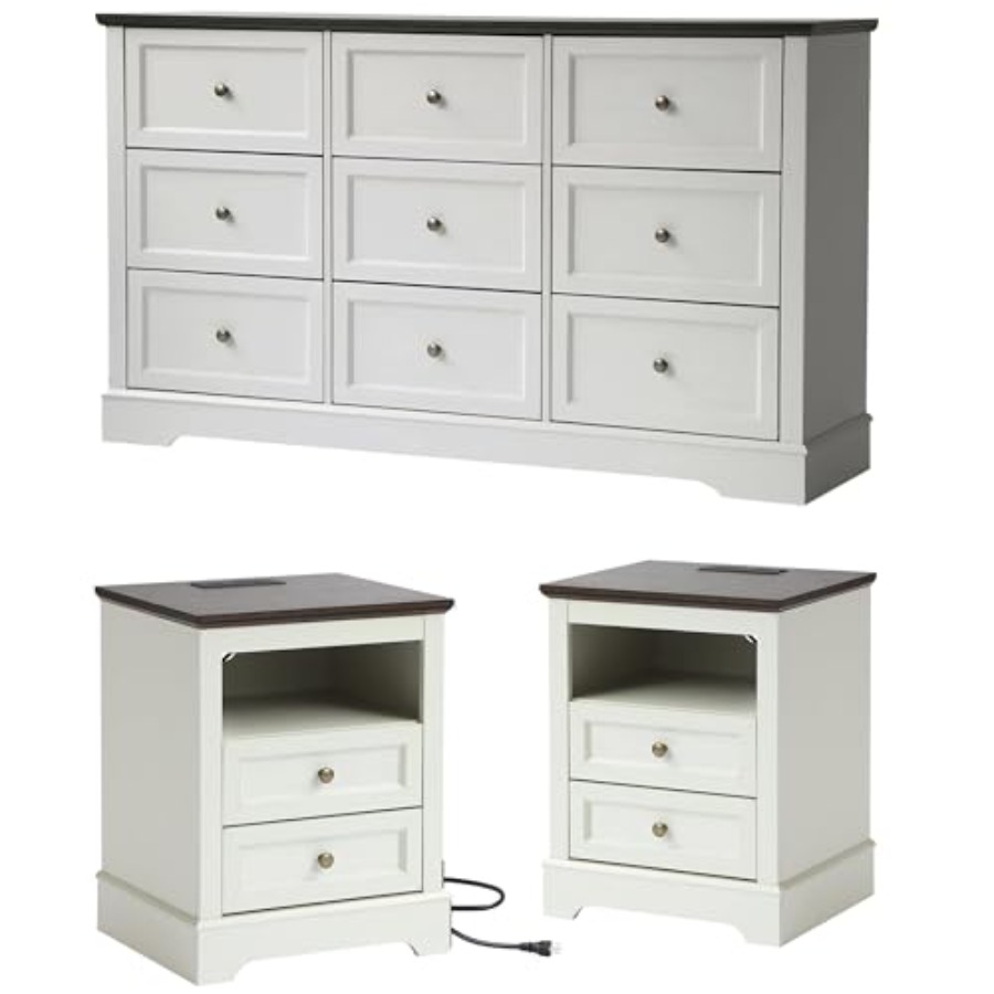 Set Kamar Tidur Gaya Farmhouse - Drawer Dresser White ulasan dan harga