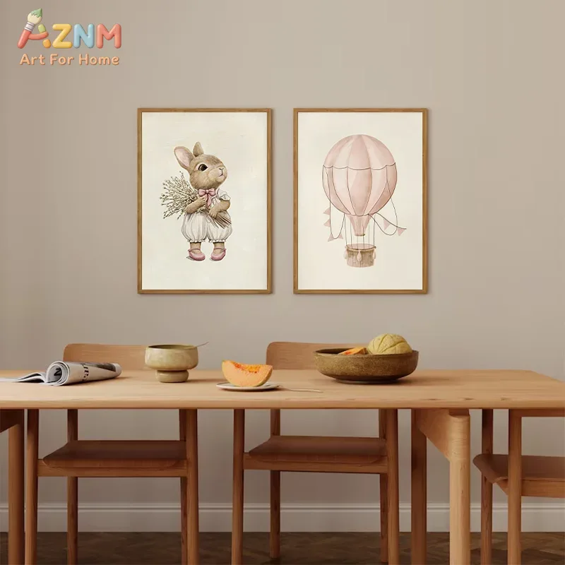 AZNM Boho Bunny Hot Air Balloo - Baby Nursery Vintage ulasan dan harga