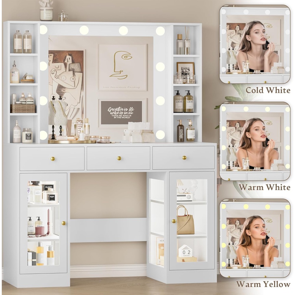 Meja Rias Putih dengan Permuka - Drawer Dresser White ulasan dan harga