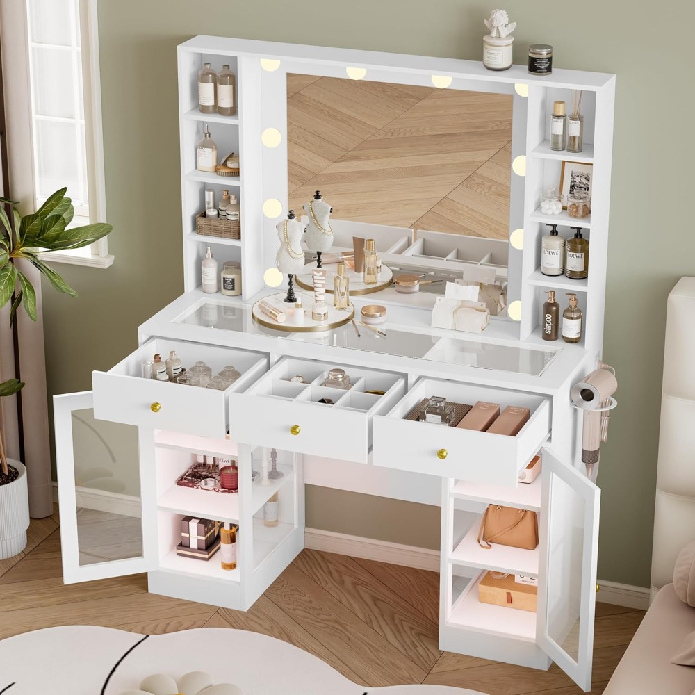 Meja Rias Putih dengan Permuka - Drawer Dresser White ulasan dan harga