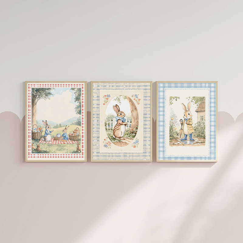 Vintage Boho Kotak-kotak Biru  - Baby Nursery Vintage ulasan dan harga