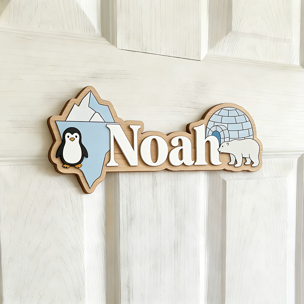 Papan Nama Kustom Penguin Arkt - Baby Nursery Name Sign ulasan dan harga