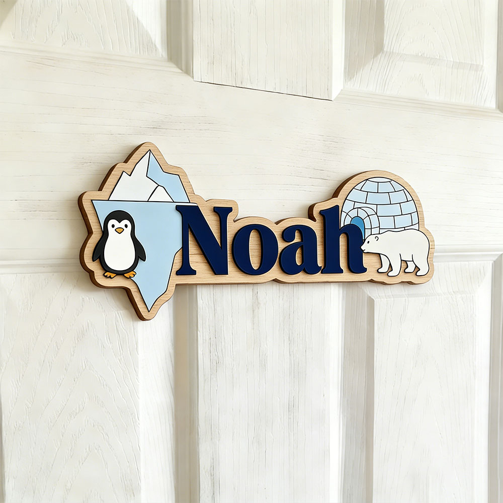 Papan Nama Kustom Penguin Arkt - Baby Nursery Name Sign ulasan dan harga