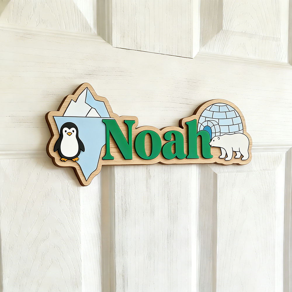 Papan Nama Kustom Penguin Arkt - Baby Nursery Name Sign ulasan dan harga
