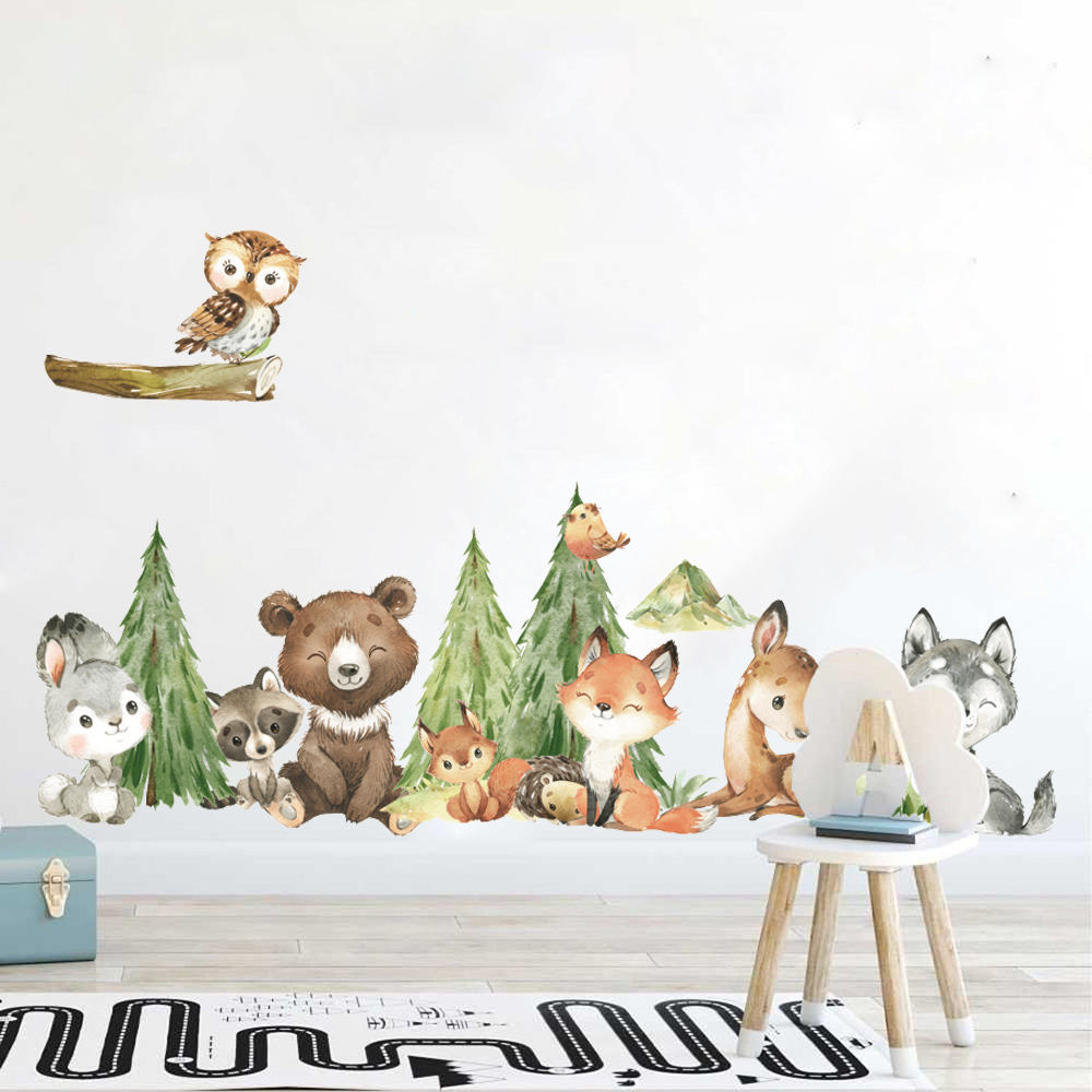 Stiker dinding hewan hutan cat - Baby Nursery Needs ulasan dan harga