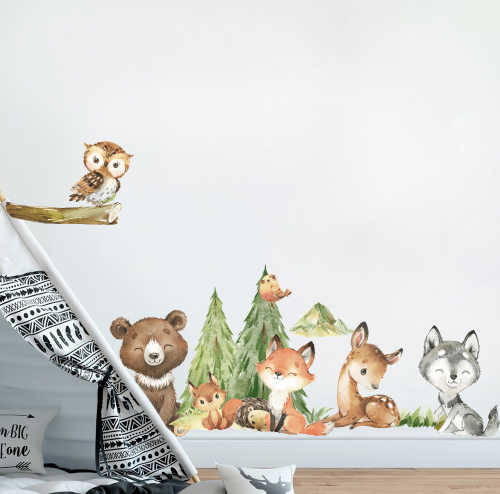 Stiker dinding hewan hutan cat - Baby Nursery Needs ulasan dan harga