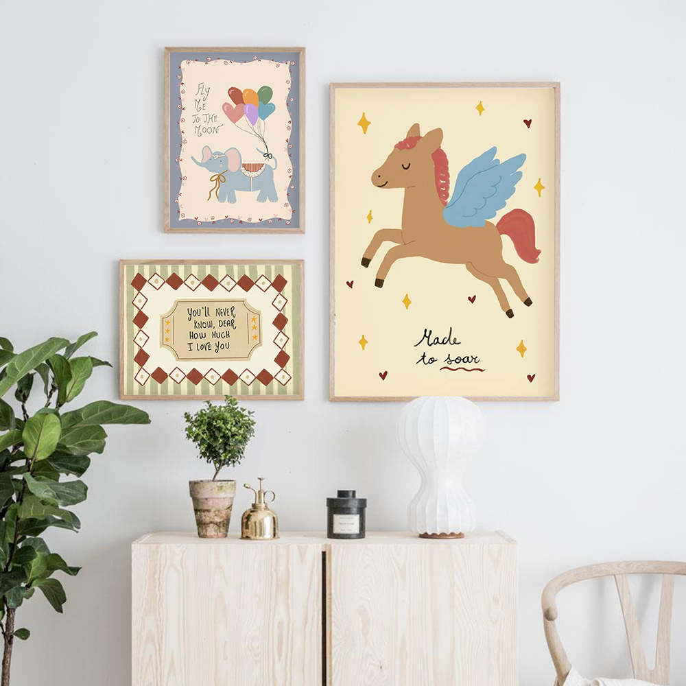 Cetakan Kamar Bayi Motif Kuda  - Baby Nursery Vintage ulasan dan harga