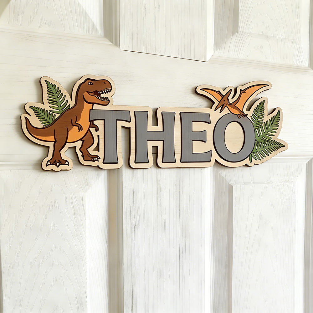 Tanda Nama Dinosaurus yang Dip - Baby Nursery Name Sign ulasan dan harga