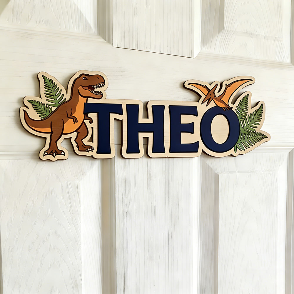 Tanda Nama Dinosaurus yang Dip - Baby Nursery Name Sign ulasan dan harga