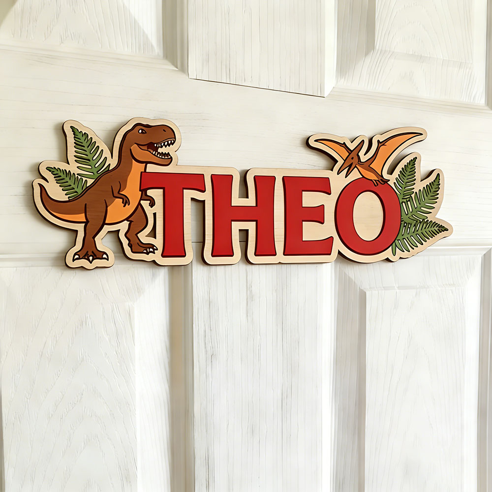 Tanda Nama Dinosaurus yang Dip - Baby Nursery Name Sign ulasan dan harga