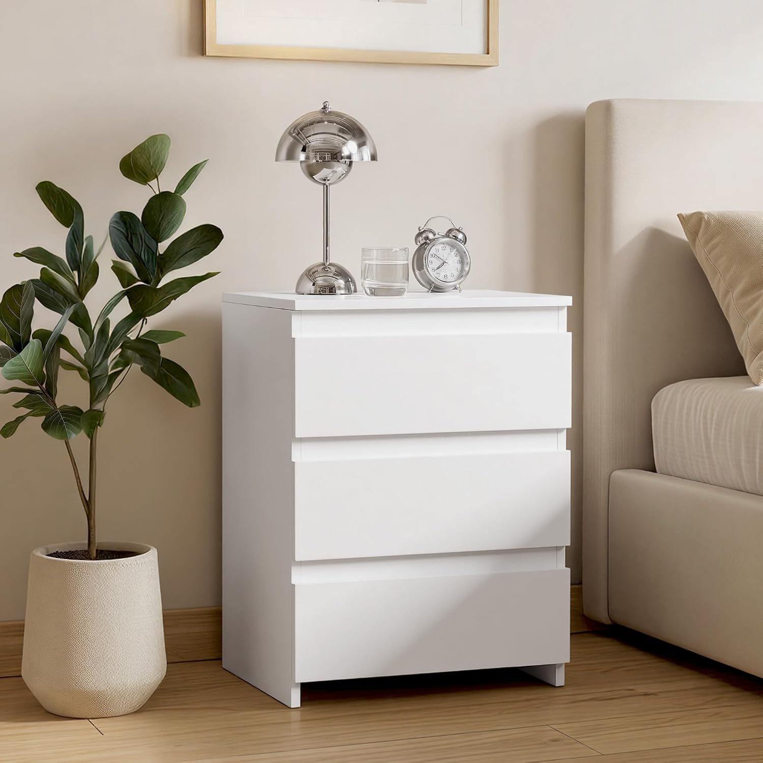Meja Nakas Kecil dengan 3 Laci - Drawer Dresser White ulasan dan harga