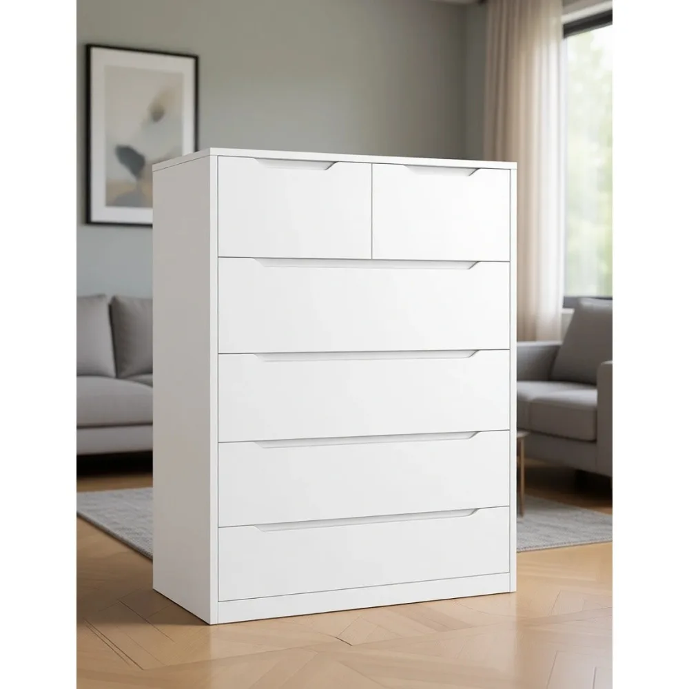 Lemari Pakaian Putih dengan 6  - Drawer Dresser White ulasan dan harga