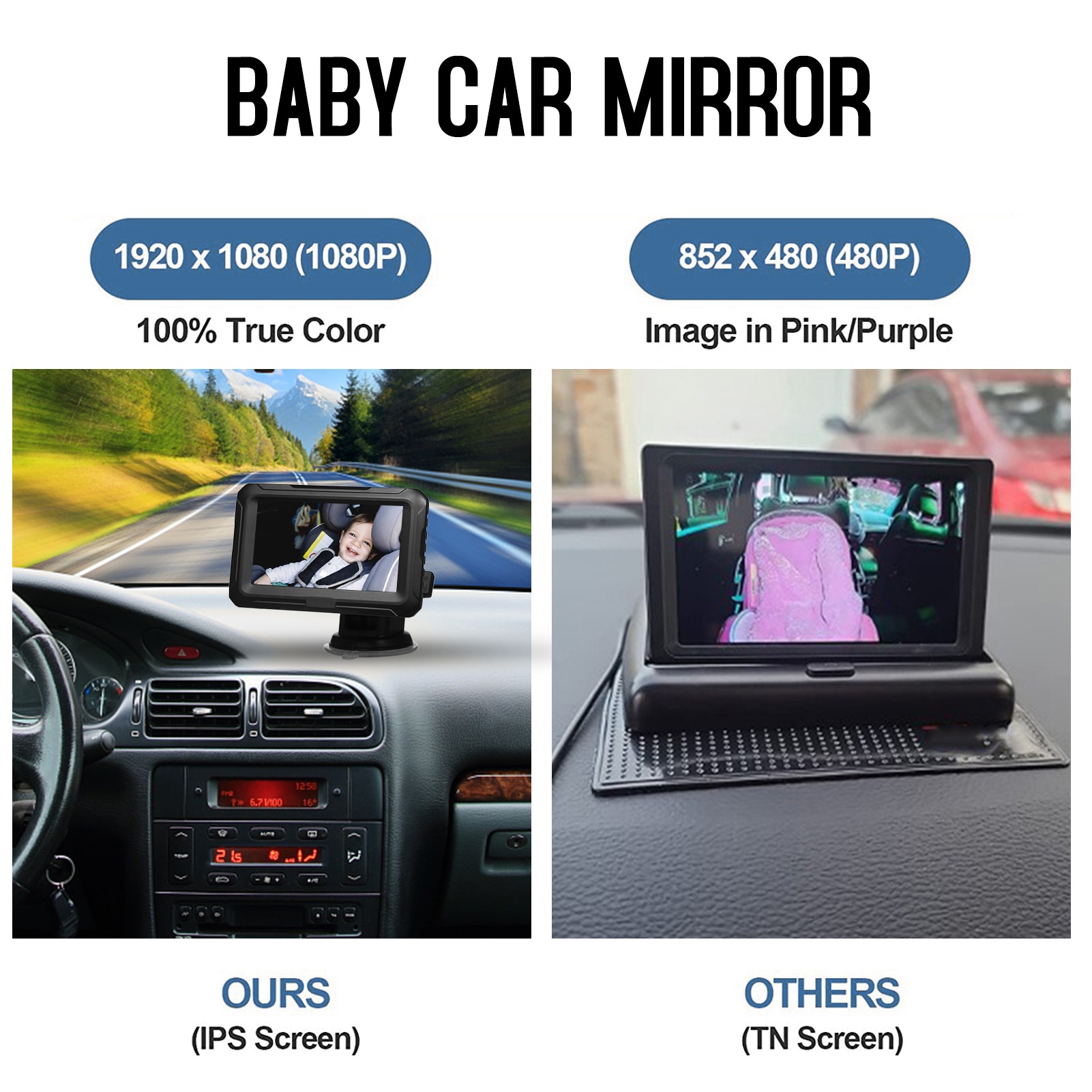 Cermin Mobil Bayi 1080P dengan - Baby Nursery Camera ulasan dan harga
