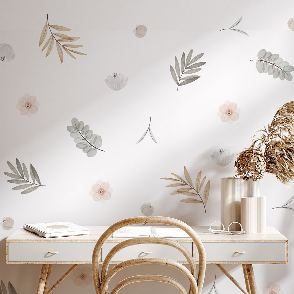 Boho daun botani DIY stiker di - Baby Nursery Vinyl Wall Stickers ulasan dan harga