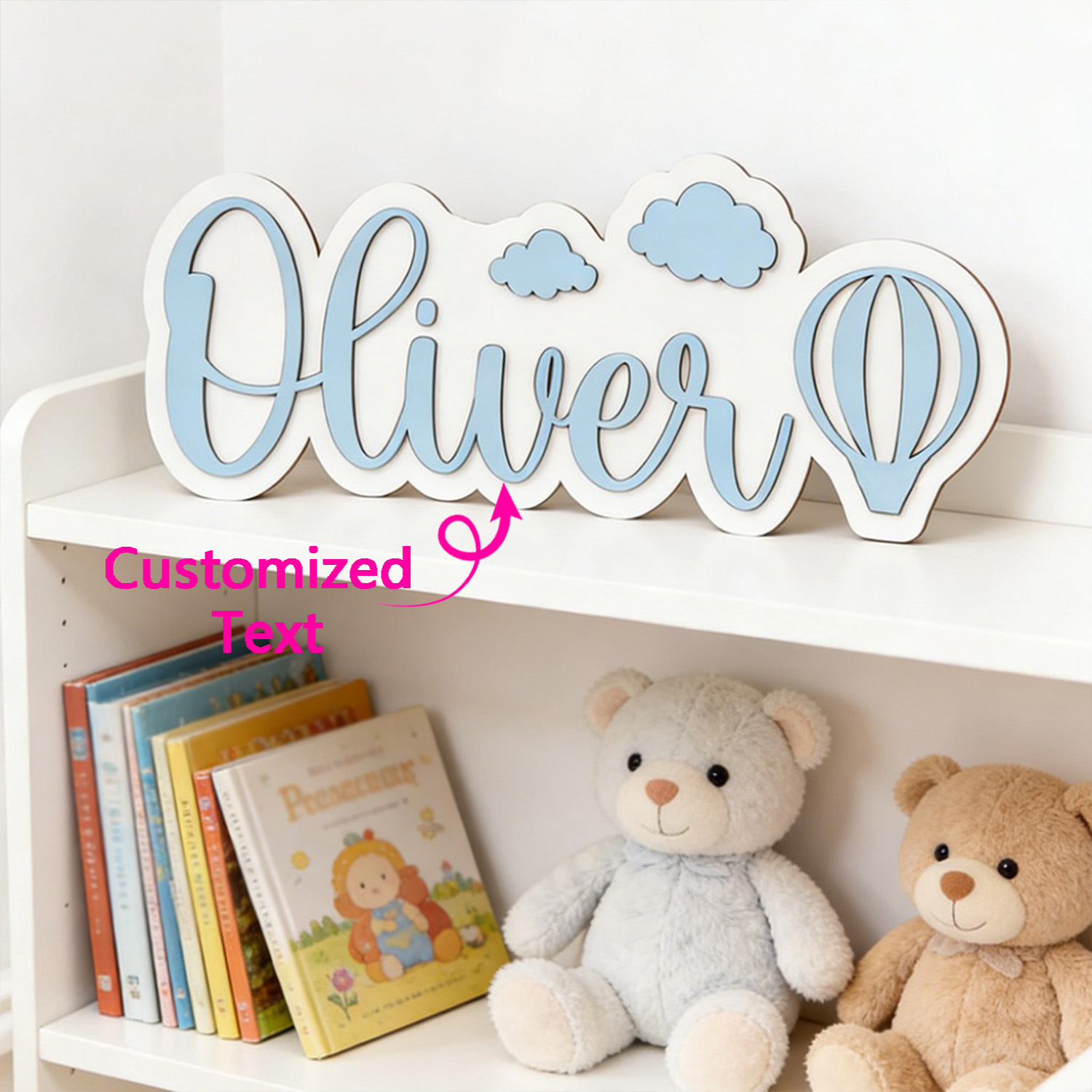 Papan Nama Kamar Balon Udara P - Baby Nursery Name Sign ulasan dan harga