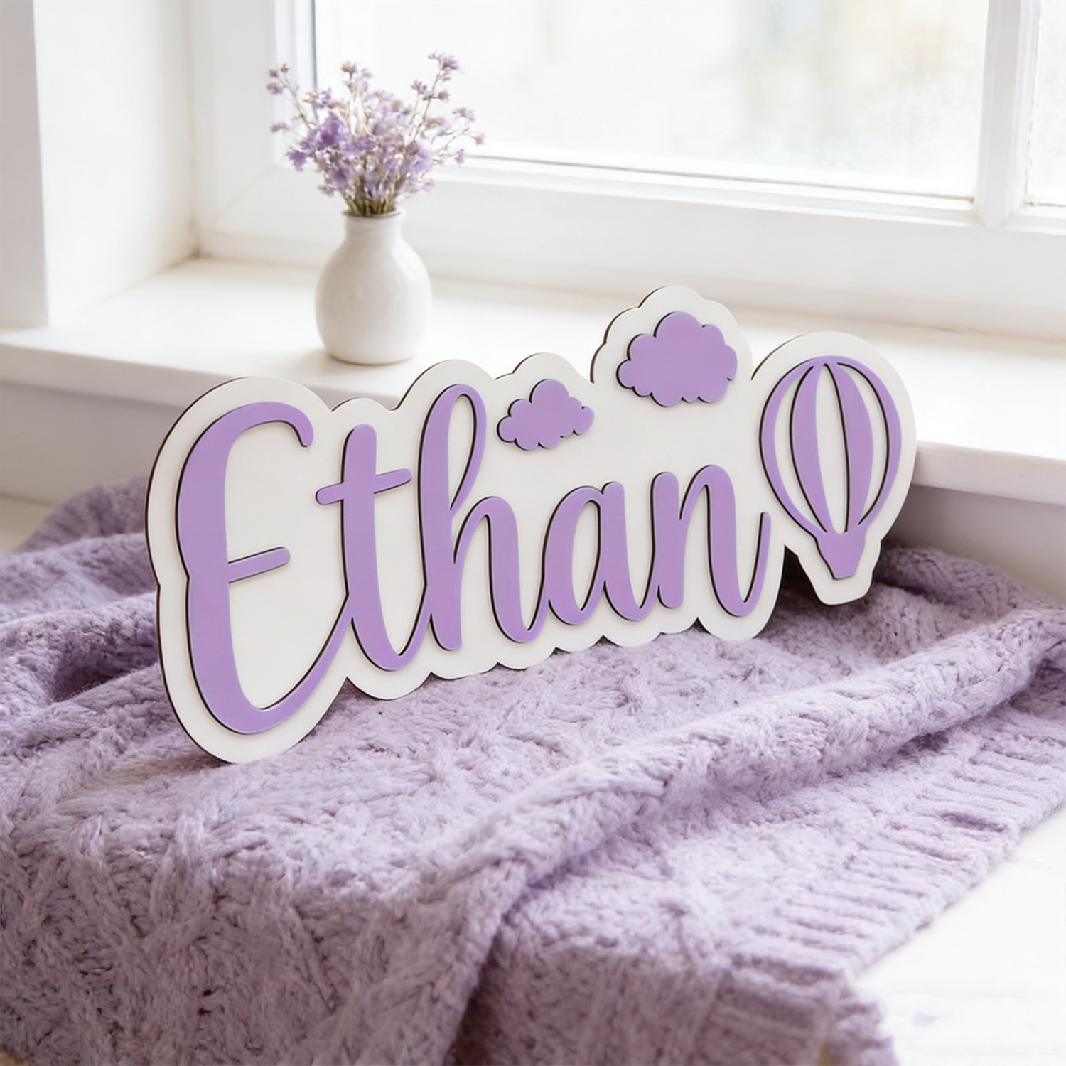 Papan Nama Kamar Balon Udara P - Baby Nursery Name Sign ulasan dan harga