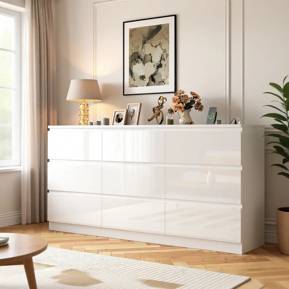 Lemari Laci Besar 70 Inci 9 La - Drawer Dresser White ulasan dan harga