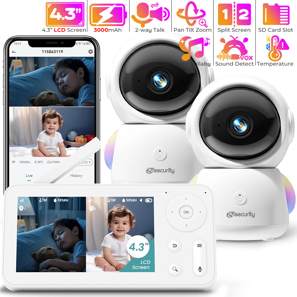 Monitor bayi 2K, dengan 2 kame - Baby Nursery Night Light ulasan dan harga