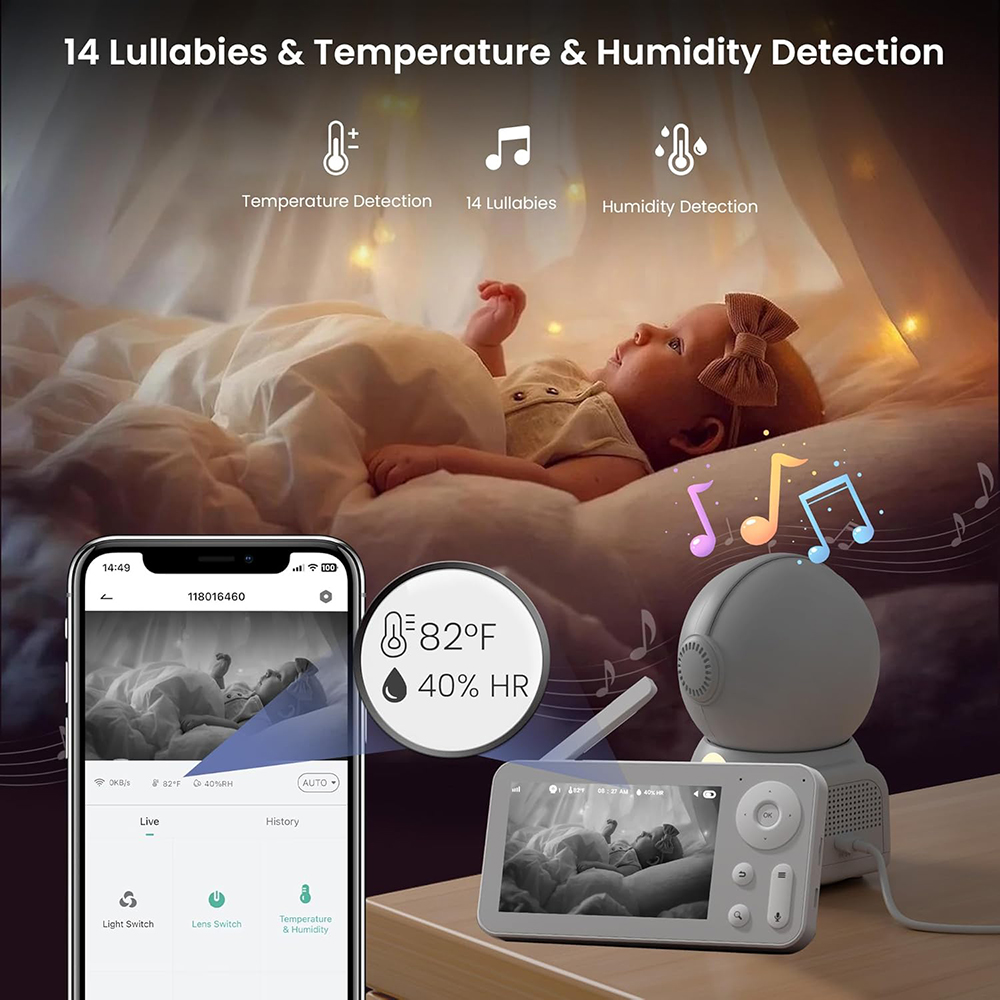 Monitor bayi 2K, dengan 2 kame - Baby Nursery Night Light ulasan dan harga