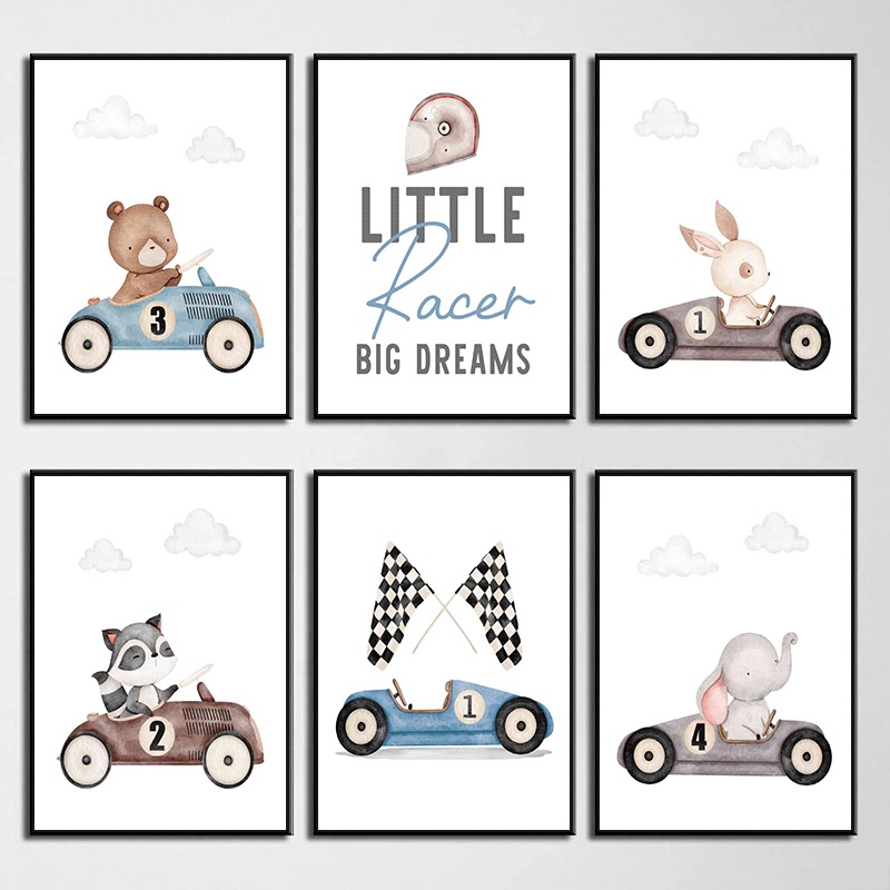 Mobil Balap Antik Hewan Kelinc - Baby Nursery Vintage ulasan dan harga