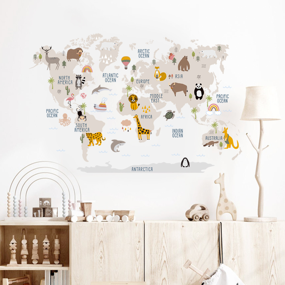 Stiker dinding peta dunia kart - Baby Nursery Vinyl Wall Stickers ulasan dan harga