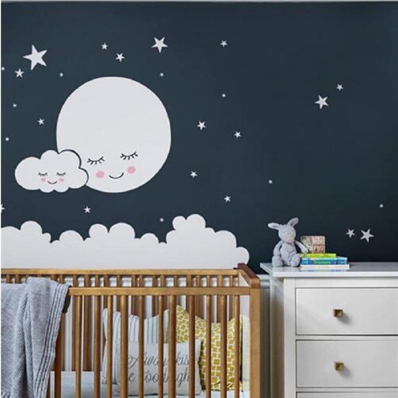 Stiker Dinding Bintang Bulan Y - Baby Nursery Vinyl Wall Stickers ulasan dan harga